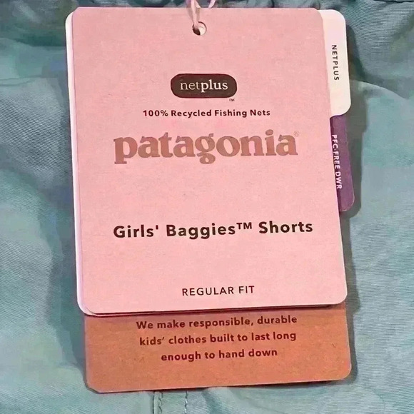 NWT Patagonia Girl’s Baggies Shorts Size Large Turquoise 4” Unlined Outdoor - Picture 3 of 5